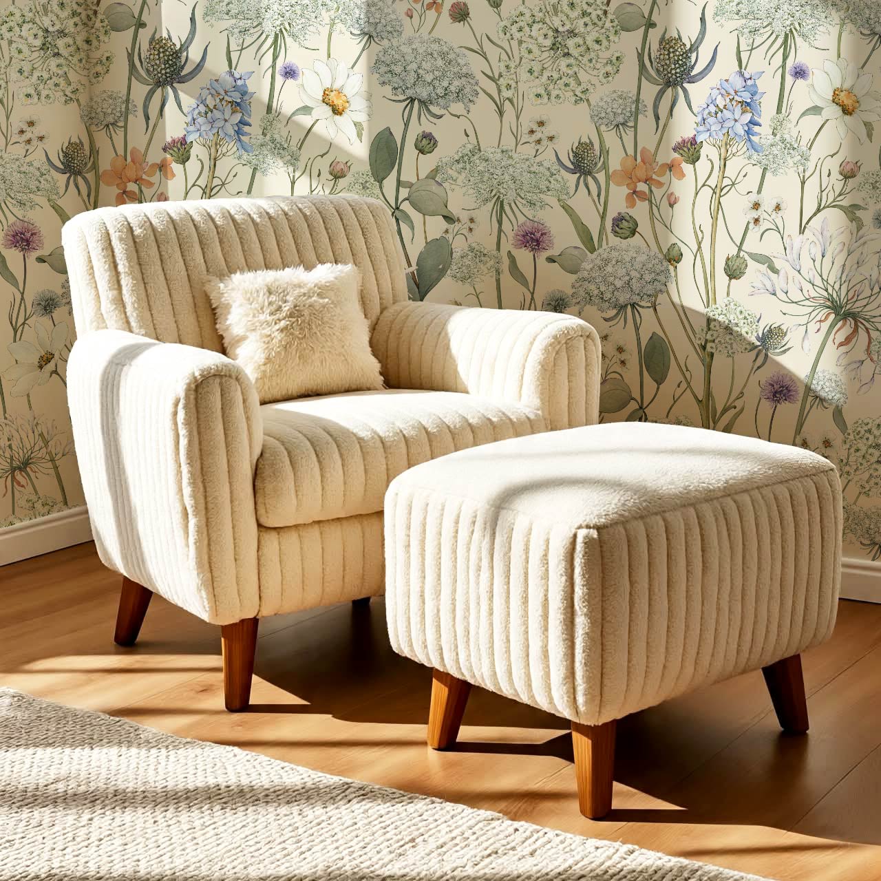 Perlette Wildflower Whisper Cream Wallpaper