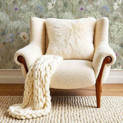 Perlette Wildflower Whisper Sage Wallpaper