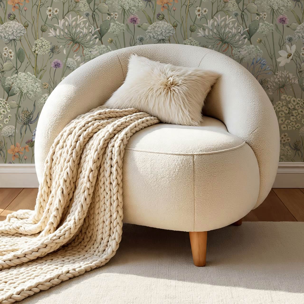 Perlette Wildflower Whisper Sage Wallpaper
