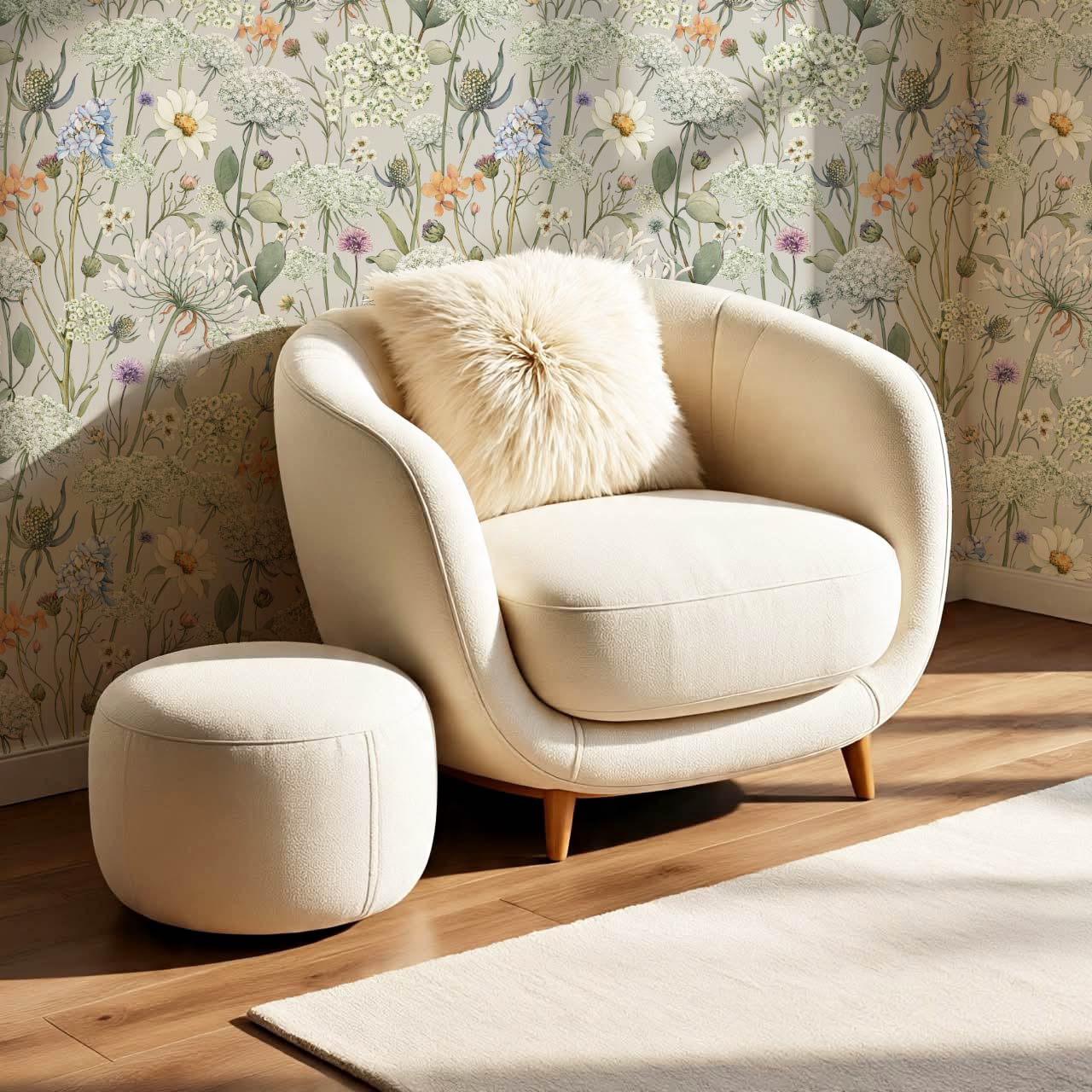 Perlette Wildflower Whisper Dove Gray Wallpaper
