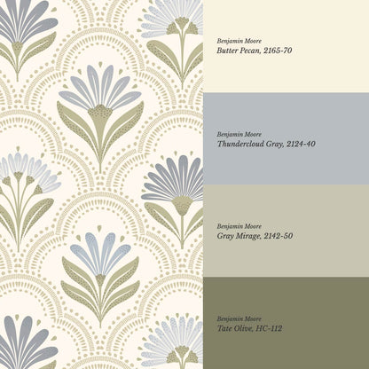 Petra Scandinavian Folk Flower Cream Beige Sky Wallpaper