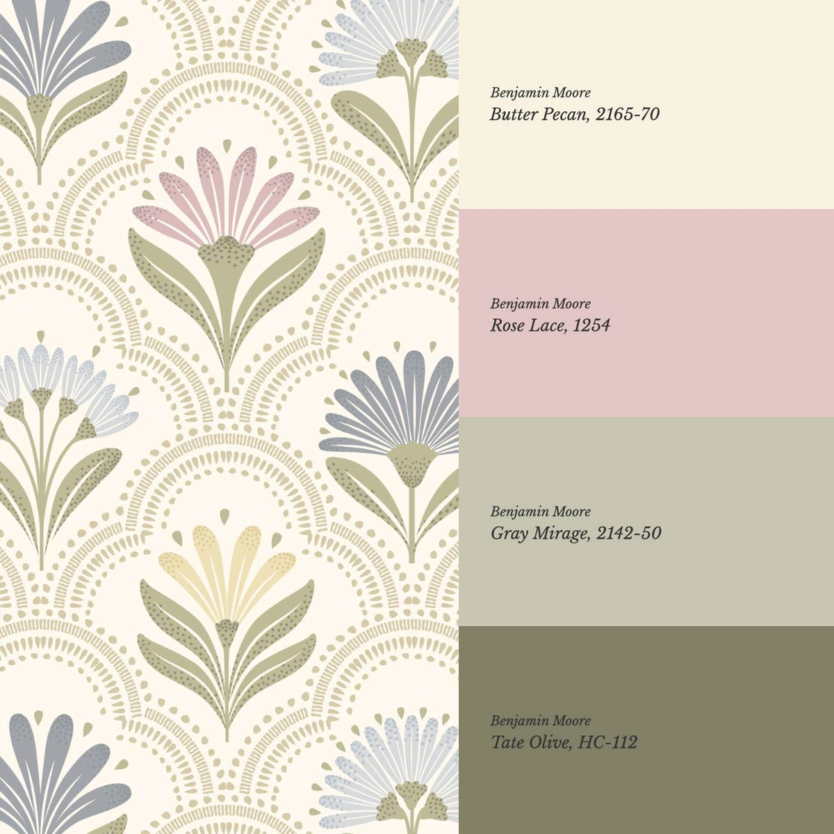 Petra Scandinavian Folk Flower Cream Pastel Wallpaper