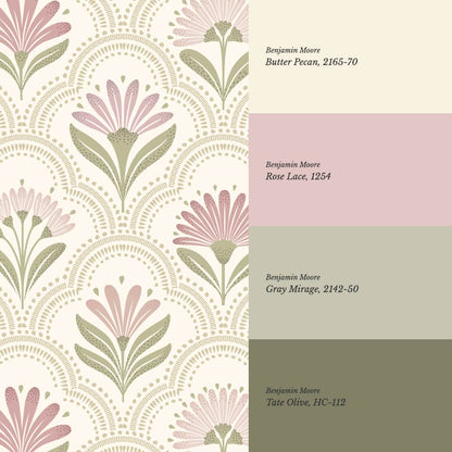 Petra Scandinavian Folk Flower Cream Blush Wallpaper