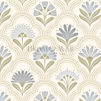 Petra Scandinavian Folk Flower Cream Beige Sky Wallpaper