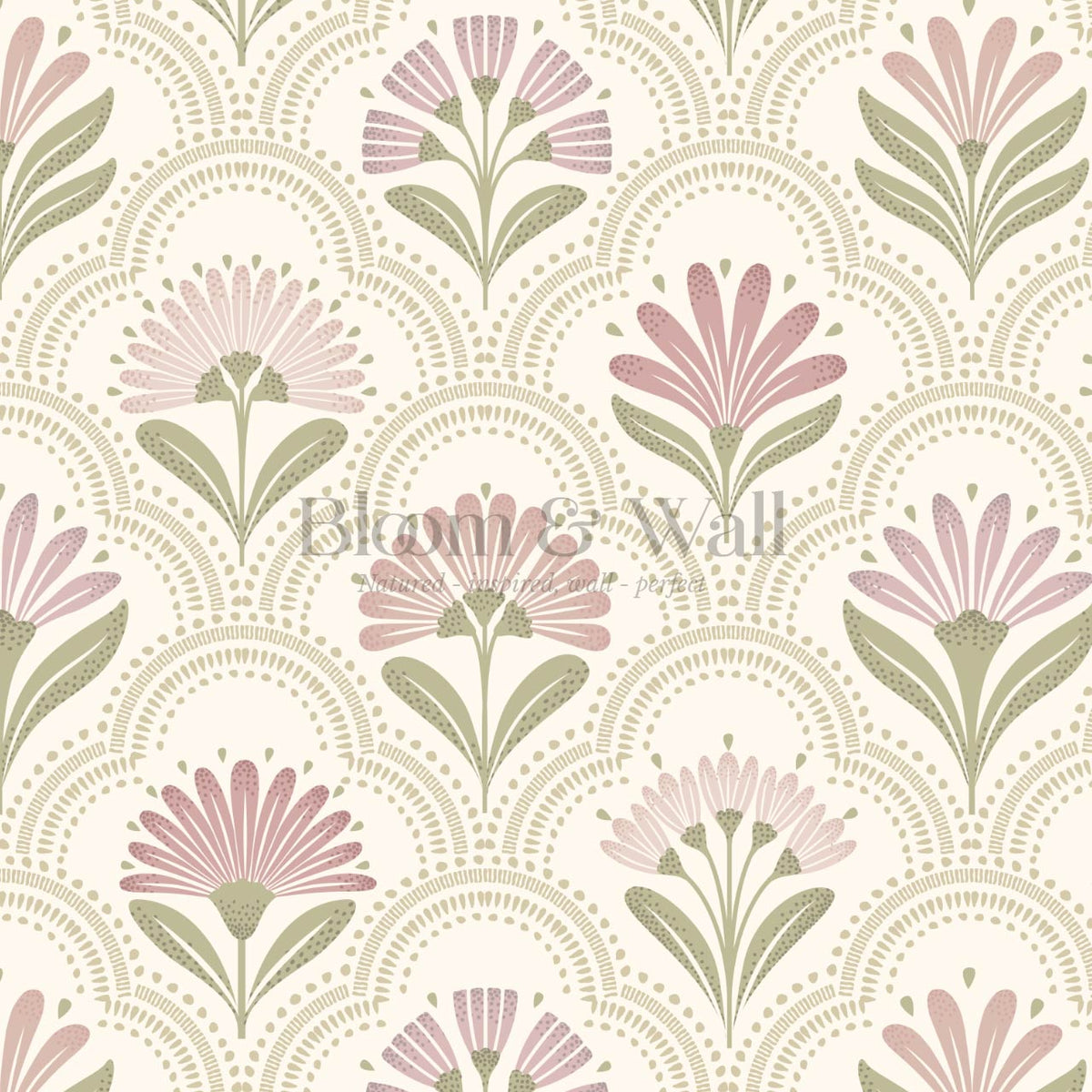Petra Scandinavian Folk Flower Cream Blush Wallpaper