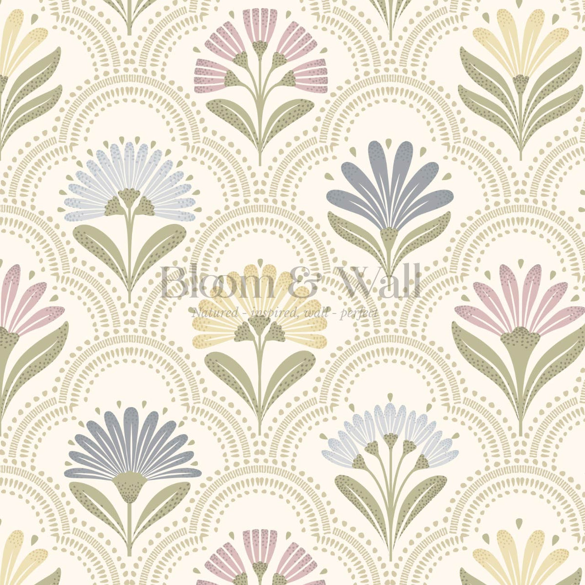 Petra Scandinavian Folk Flower Cream Pastel Wallpaper