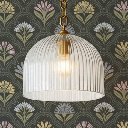 Petra Scandinavian Folk Flower Slate Pastel Wallpaper
