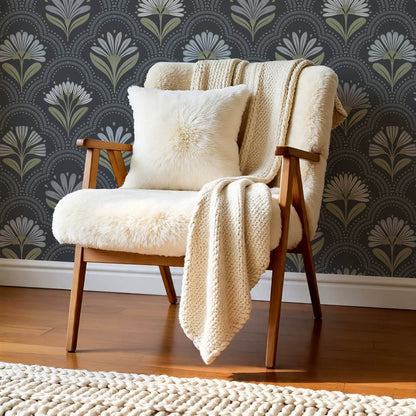 Petra Scandinavian Folk Flower Slate Sage Sky Wallpaper