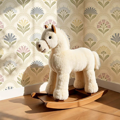 Petra Scandinavian Folk Flower Cream Pastel Wallpaper