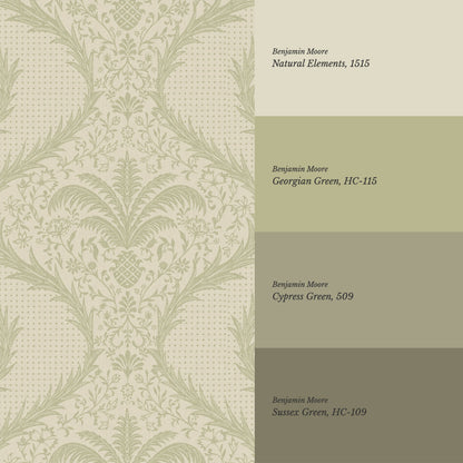 Peyton Esperanza Vines Beige Mint Wallpaper