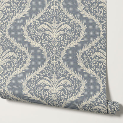 Peyton Esperanza Vines French Blue Wallpaper