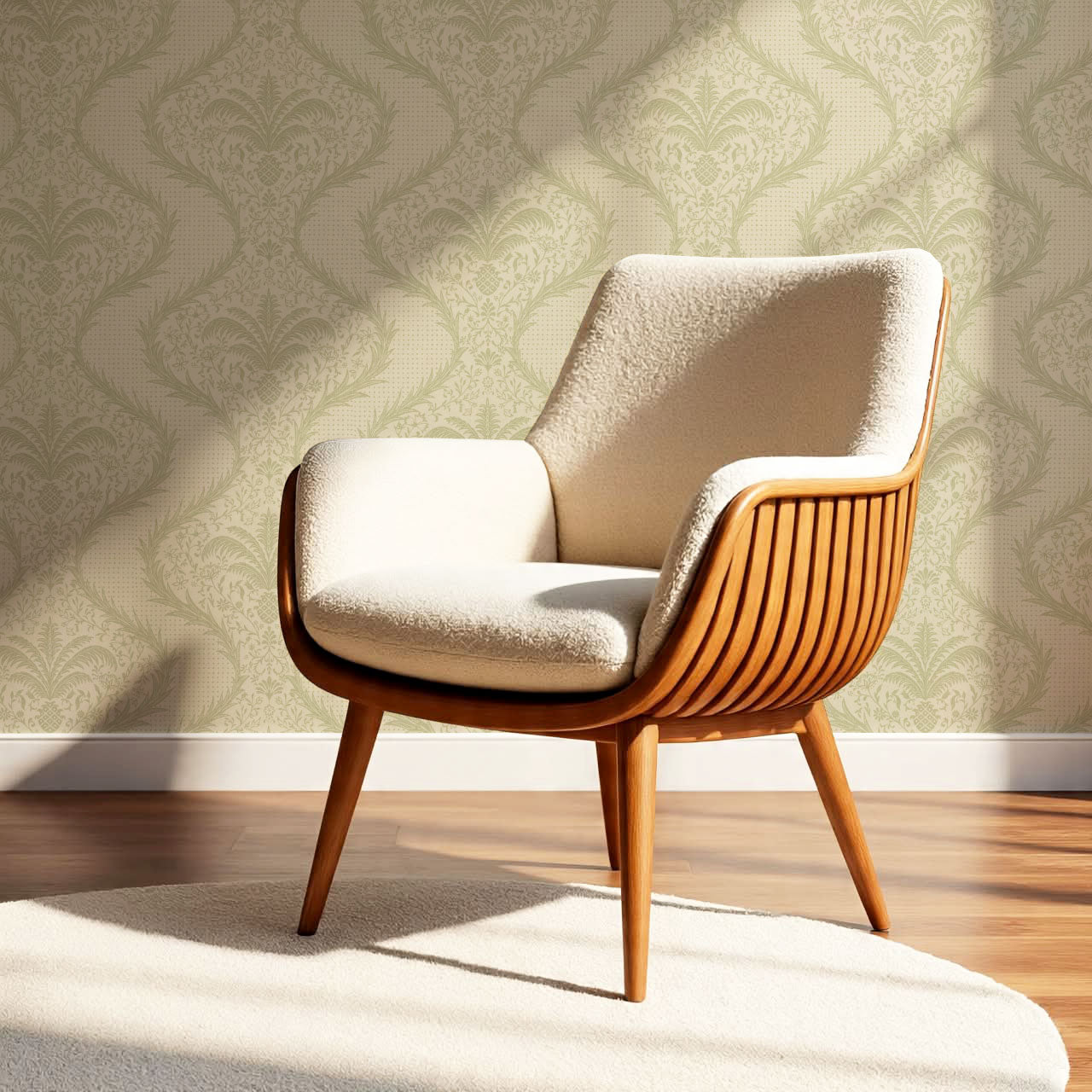 Peyton Esperanza Vines Beige Mint Wallpaper