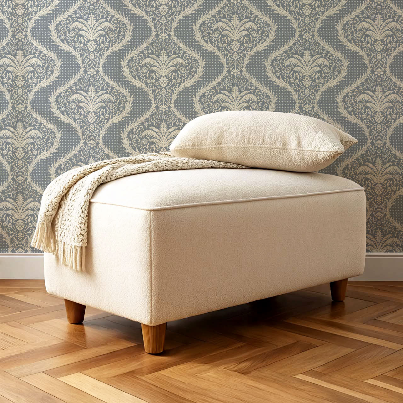 Peyton Esperanza Vines French Blue Wallpaper