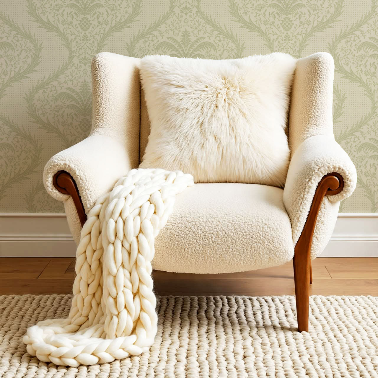 Peyton Esperanza Vines Beige Mint Wallpaper