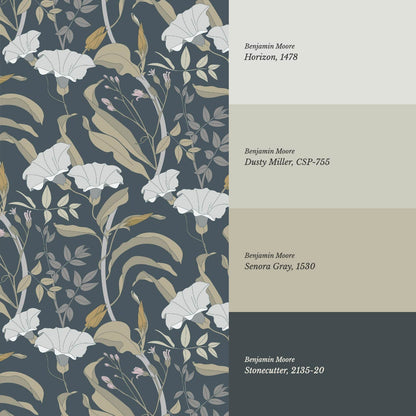 Phoebe Bindweed Slate Wallpaper