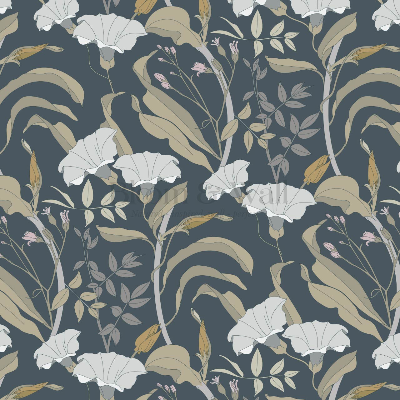 Phoebe Bindweed Slate Wallpaper