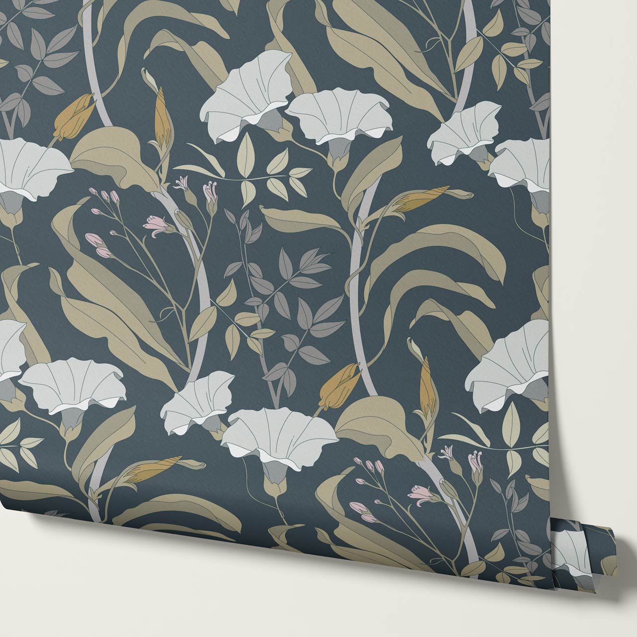 Phoebe Bindweed Slate Wallpaper
