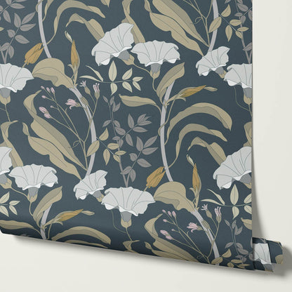 Phoebe Bindweed Slate Wallpaper