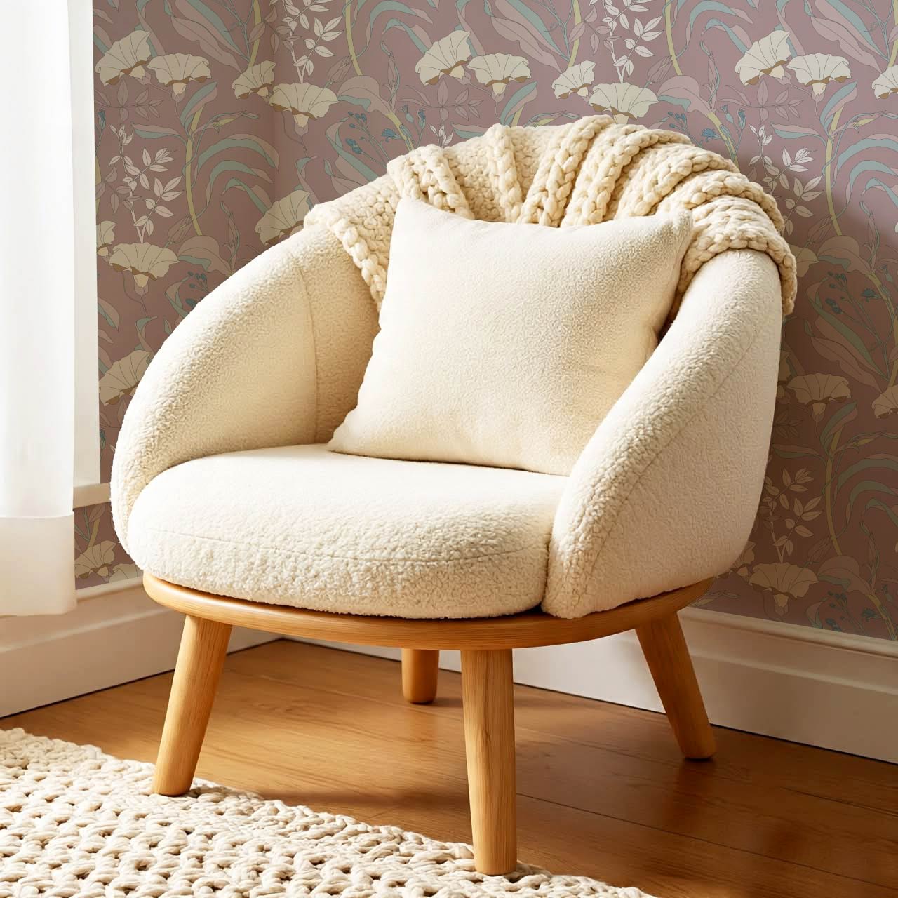 Phoebe Bindweed Dusty Mauve Wallpaper