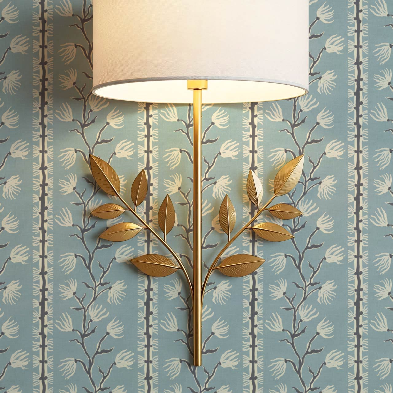 Pilar Branches Pale Blue Cream Wallpaper