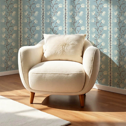 Pilar Branches Pale Blue Cream Wallpaper