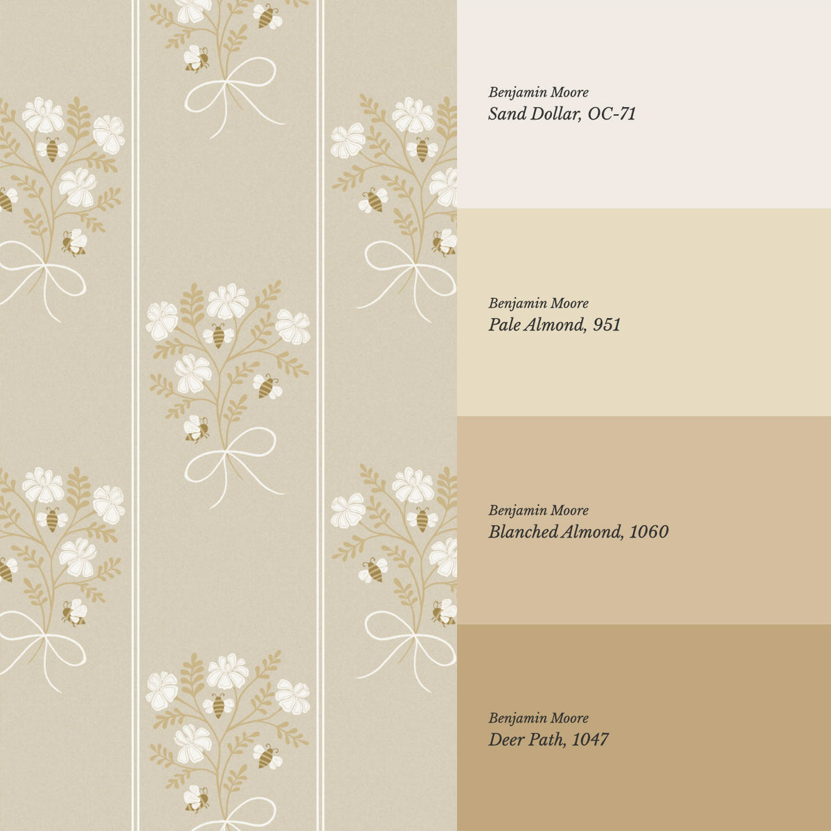 Pipa Blossom Bees Beige Honey Wallpaper
