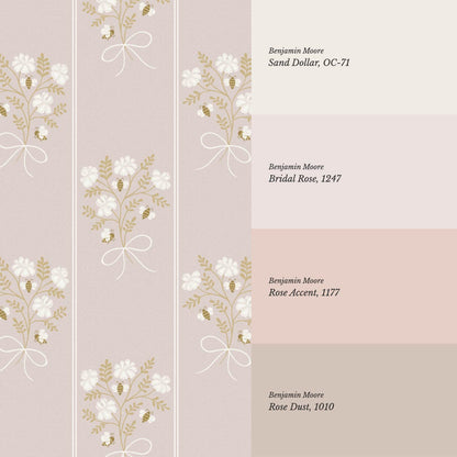 Pipa Blossom Bees Rose Dust Beige Wallpaper