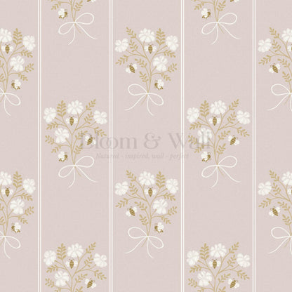 Pipa Blossom Bees Rose Dust Beige Wallpaper