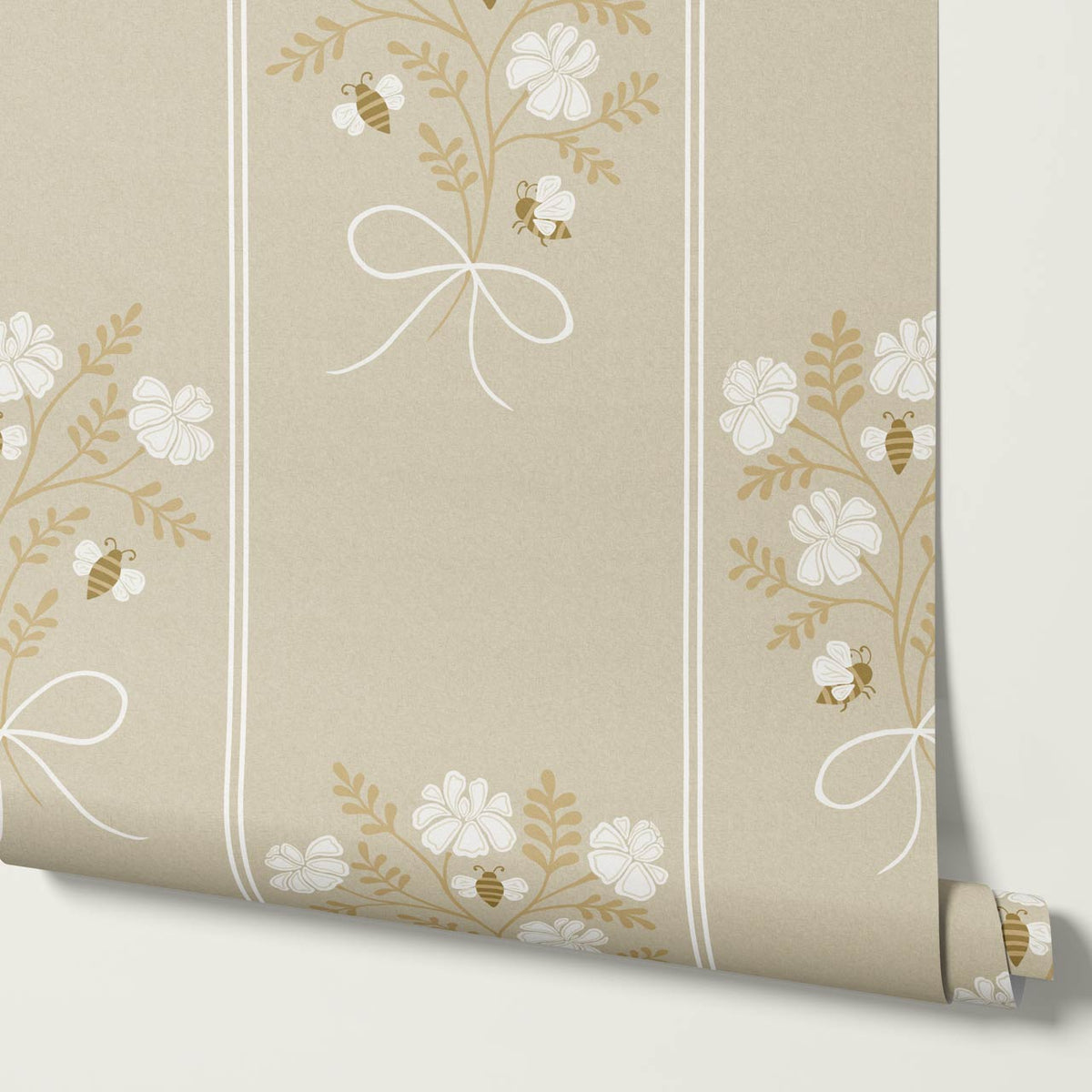 Pipa Blossom Bees Beige Honey Wallpaper