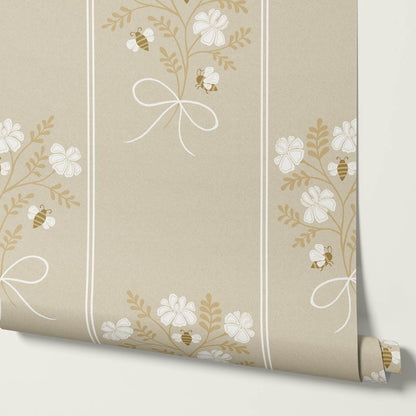 Pipa Blossom Bees Beige Honey Wallpaper