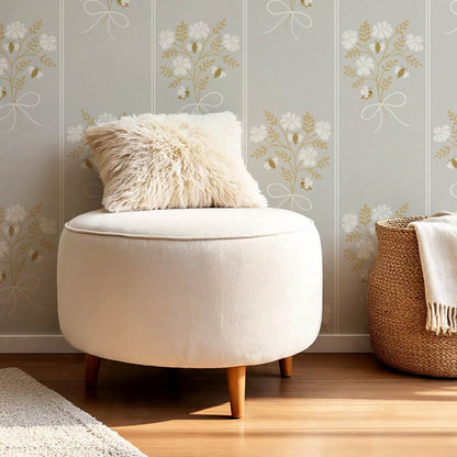 Pipa Blossom Bees Dove Gray Beige Wallpaper