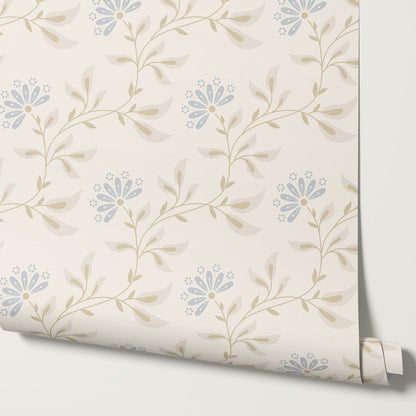Piper Meadow Waltz Sky Cream Wallpaper