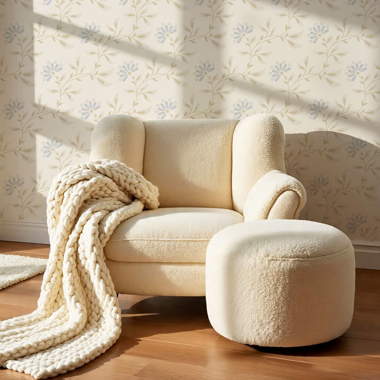 Piper Meadow Waltz Sky Cream Wallpaper
