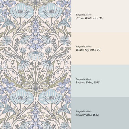 Piret Large Whispering Wildflowers Sky Cream Wallpaper