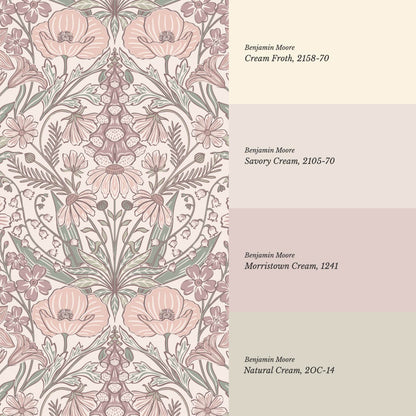 Piret Large Whispering Wildflowers Soft Blush Cream Wallpaper
