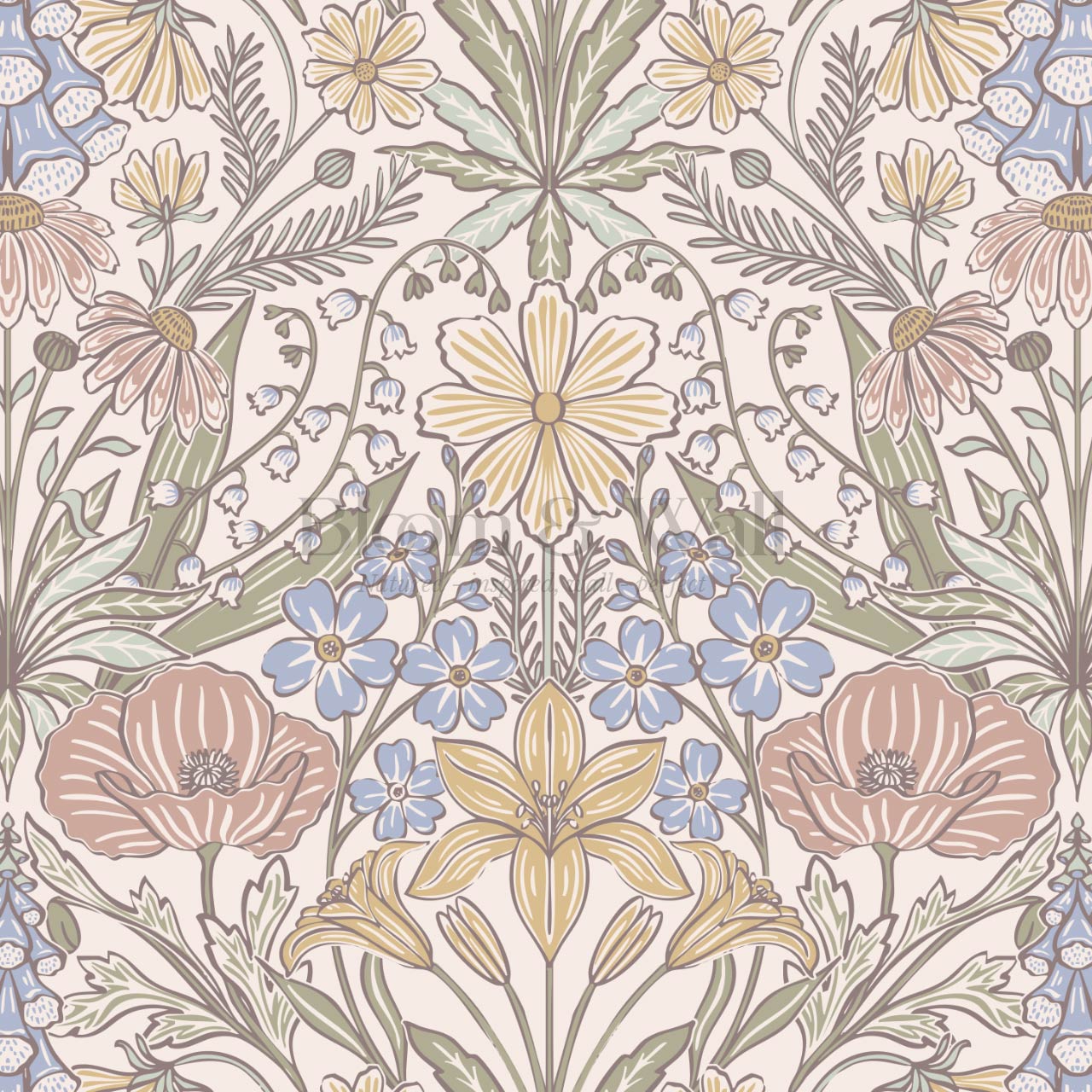 Piret Large Whispering Wildflowers Pastel Cream Wallpaper