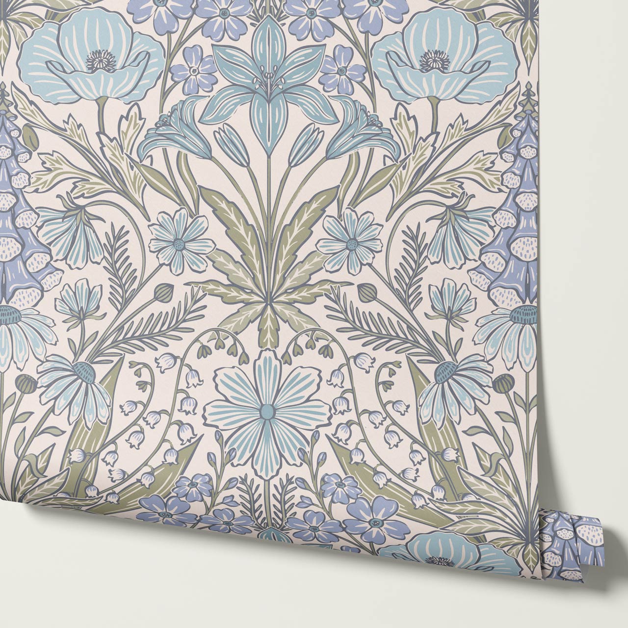 Piret Large Whispering Wildflowers Sky Cream Wallpaper