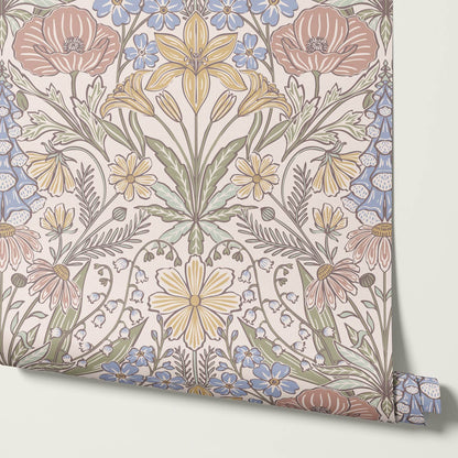 Piret Large Whispering Wildflowers Pastel Cream Wallpaper