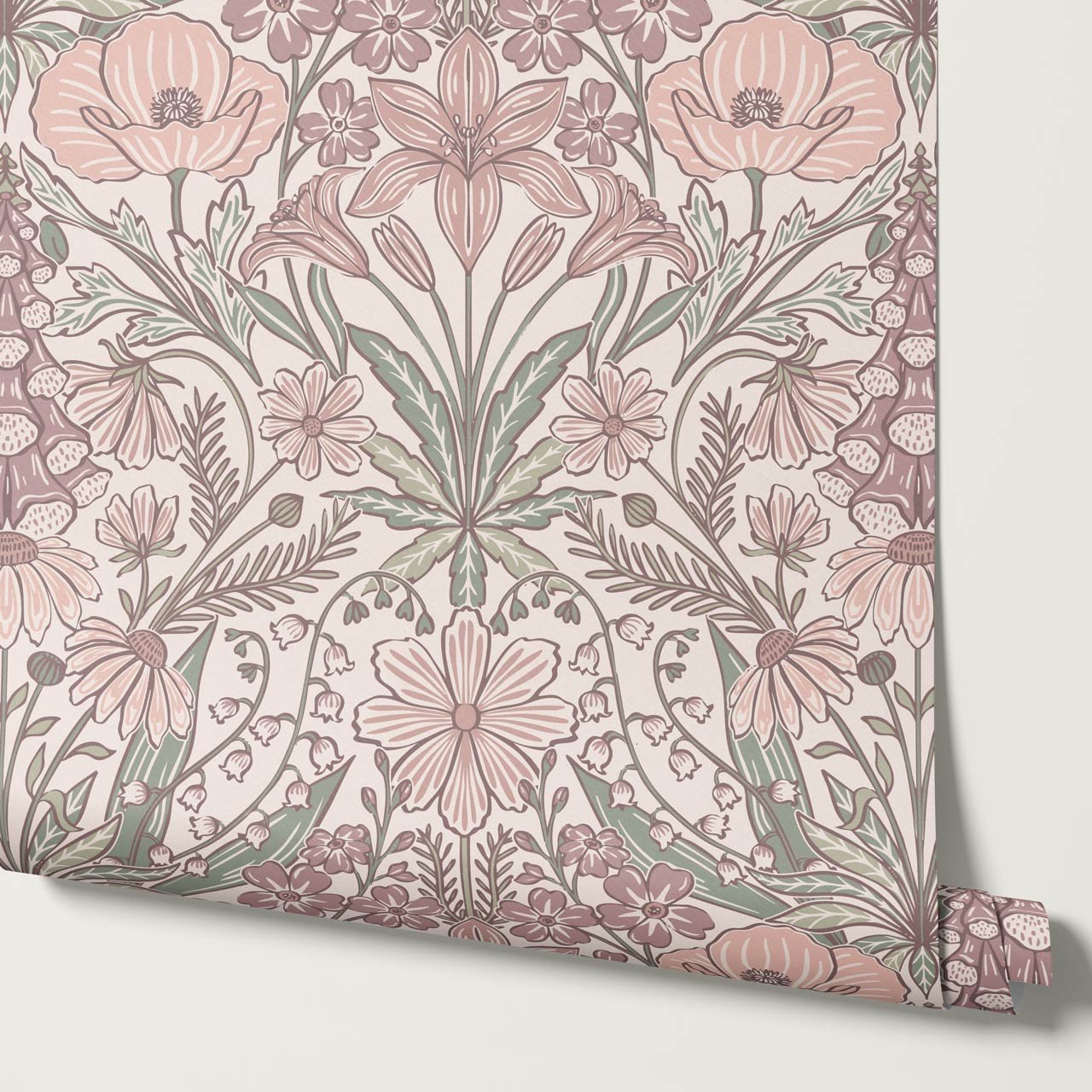 Piret Large Whispering Wildflowers Soft Blush Cream Wallpaper