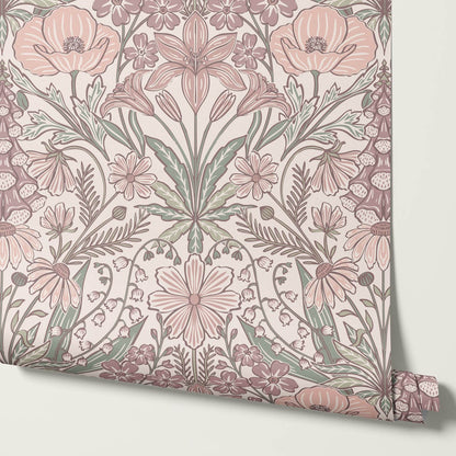 Piret Large Whispering Wildflowers Soft Blush Cream Wallpaper