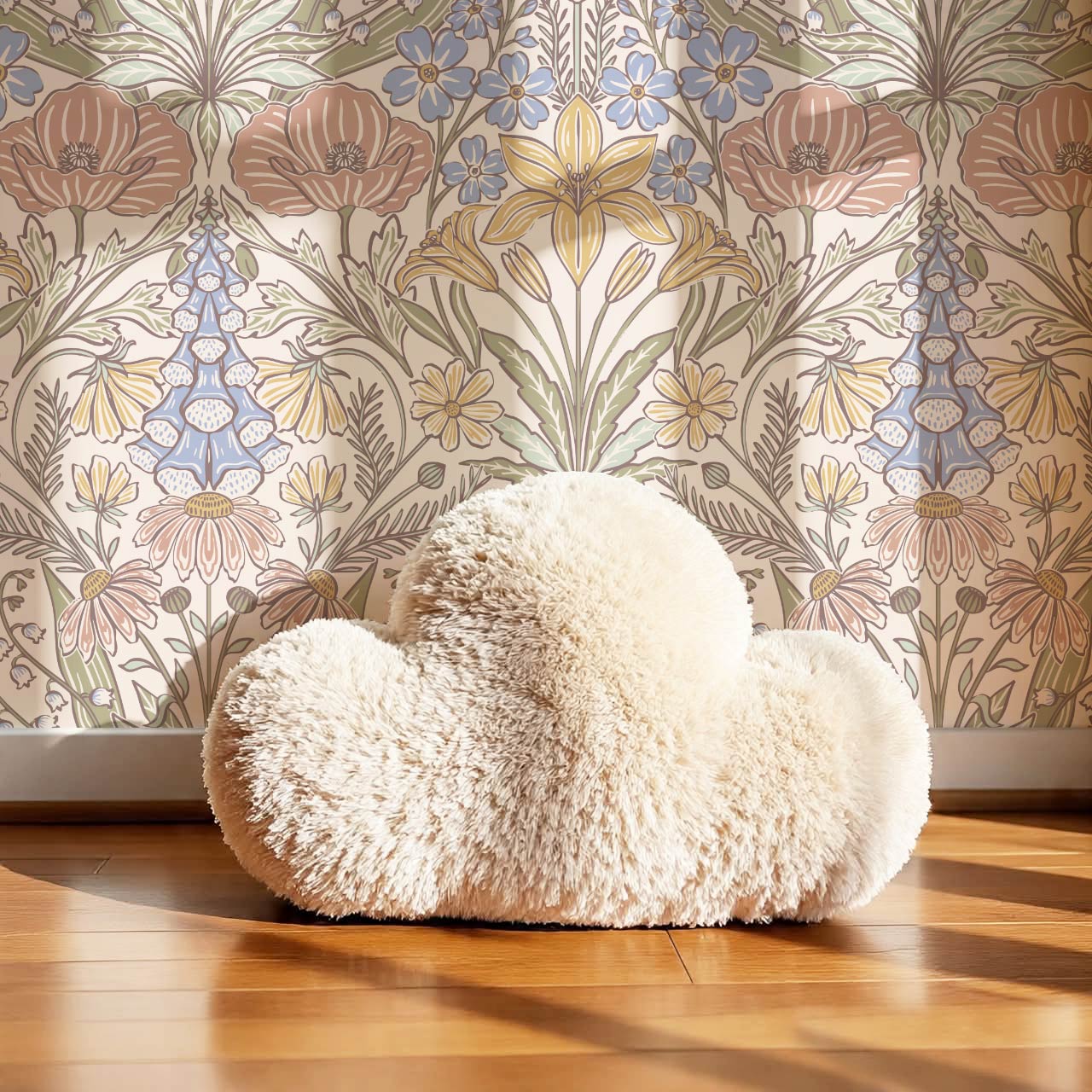 Piret Large Whispering Wildflowers Pastel Cream Wallpaper
