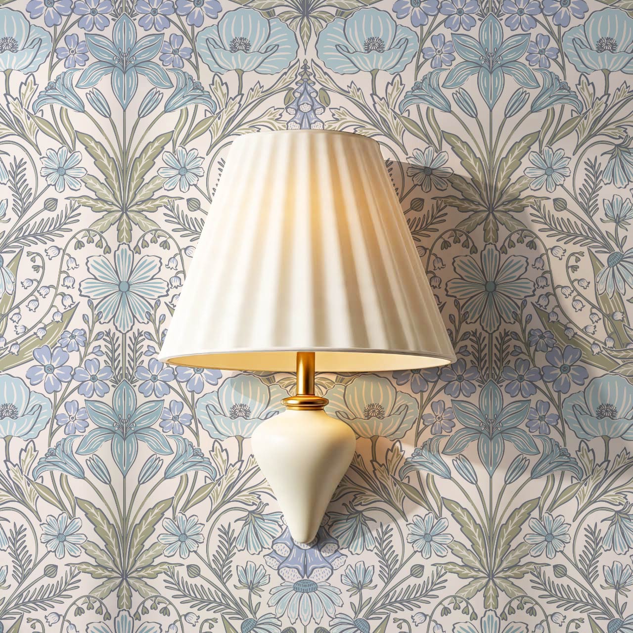 Piret Large Whispering Wildflowers Sky Cream Wallpaper