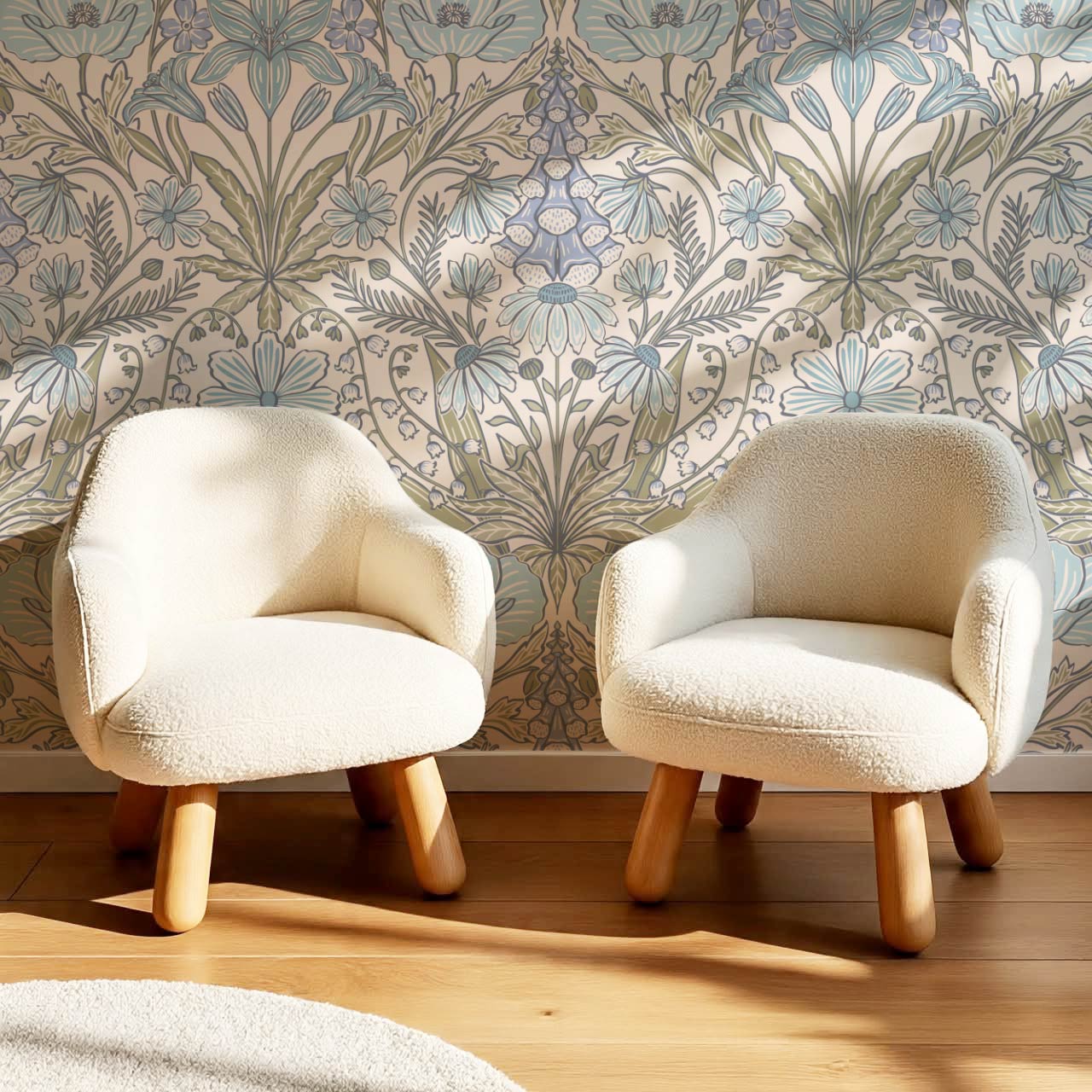 Piret Large Whispering Wildflowers Sky Cream Wallpaper