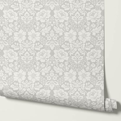 Presley Ogee Damask Cream Taupe Wallpaper