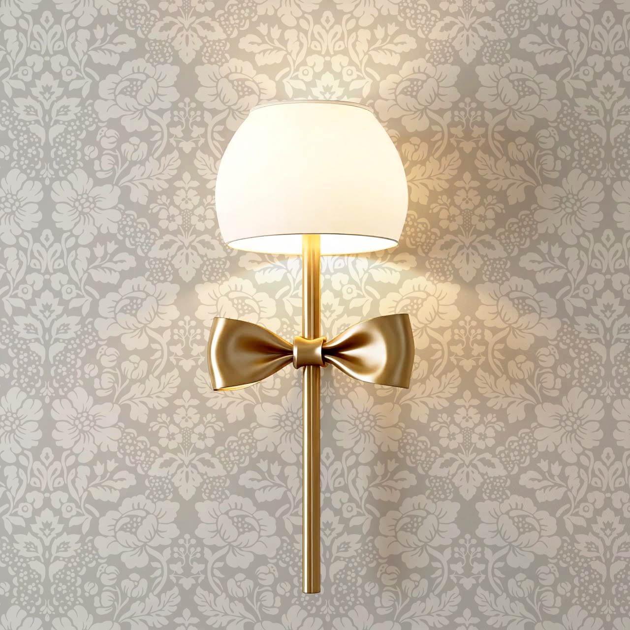 Presley Ogee Damask Cream Taupe Wallpaper