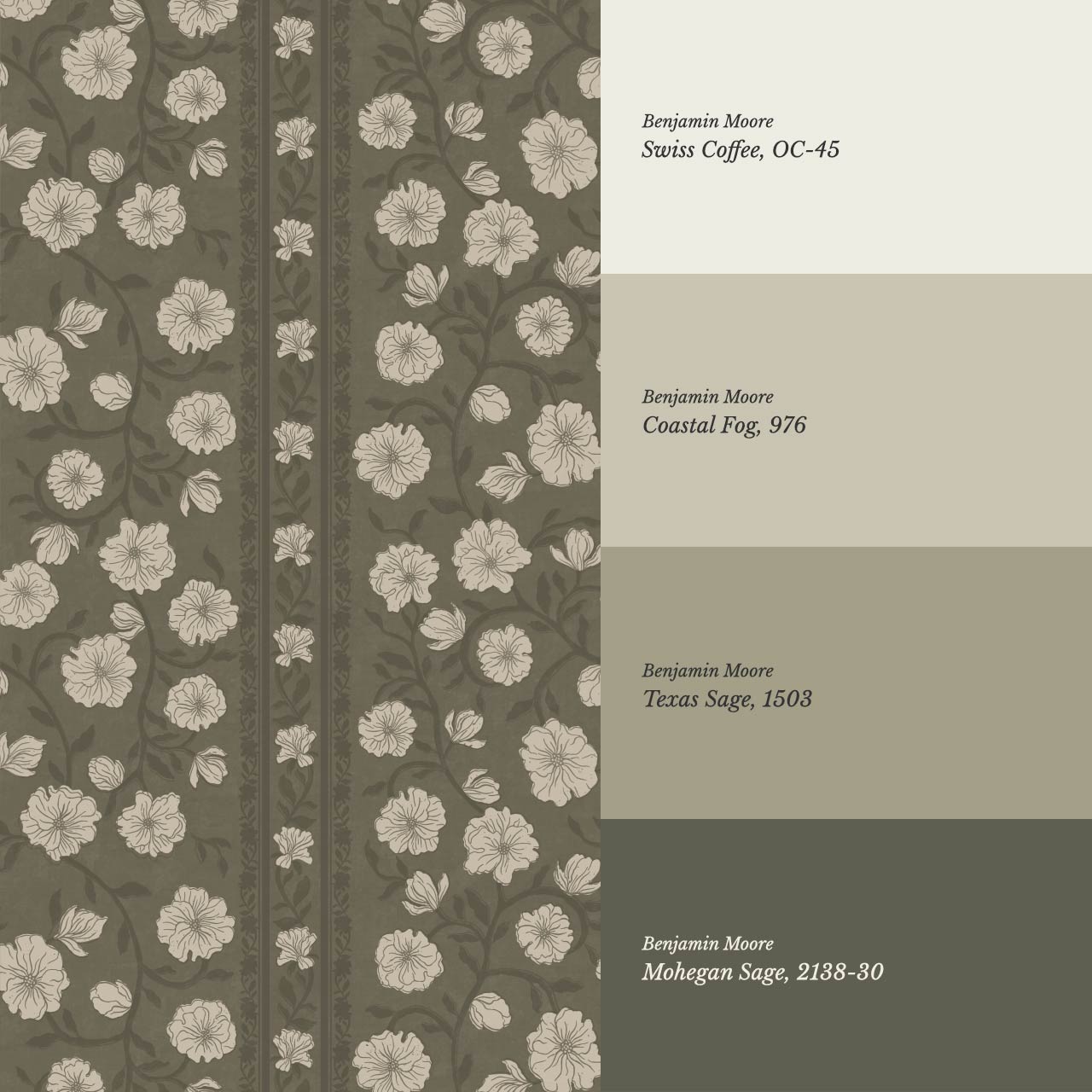 Priscila Heirloom Petal Stripe Olive Wallpaper