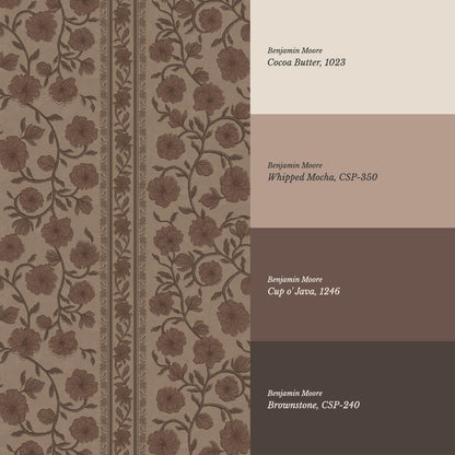 Priscila Heirloom Petal Stripe Coffee Wallpaper