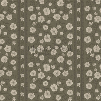 Priscila Heirloom Petal Stripe Olive Wallpaper