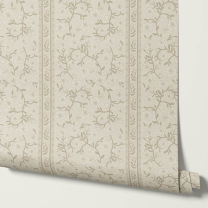 Priscila Heirloom Petal Stripe Neutral Wallpaper