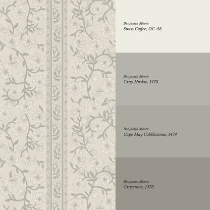 Priscila Heirloom Petal Stripe Dove Wallpaper